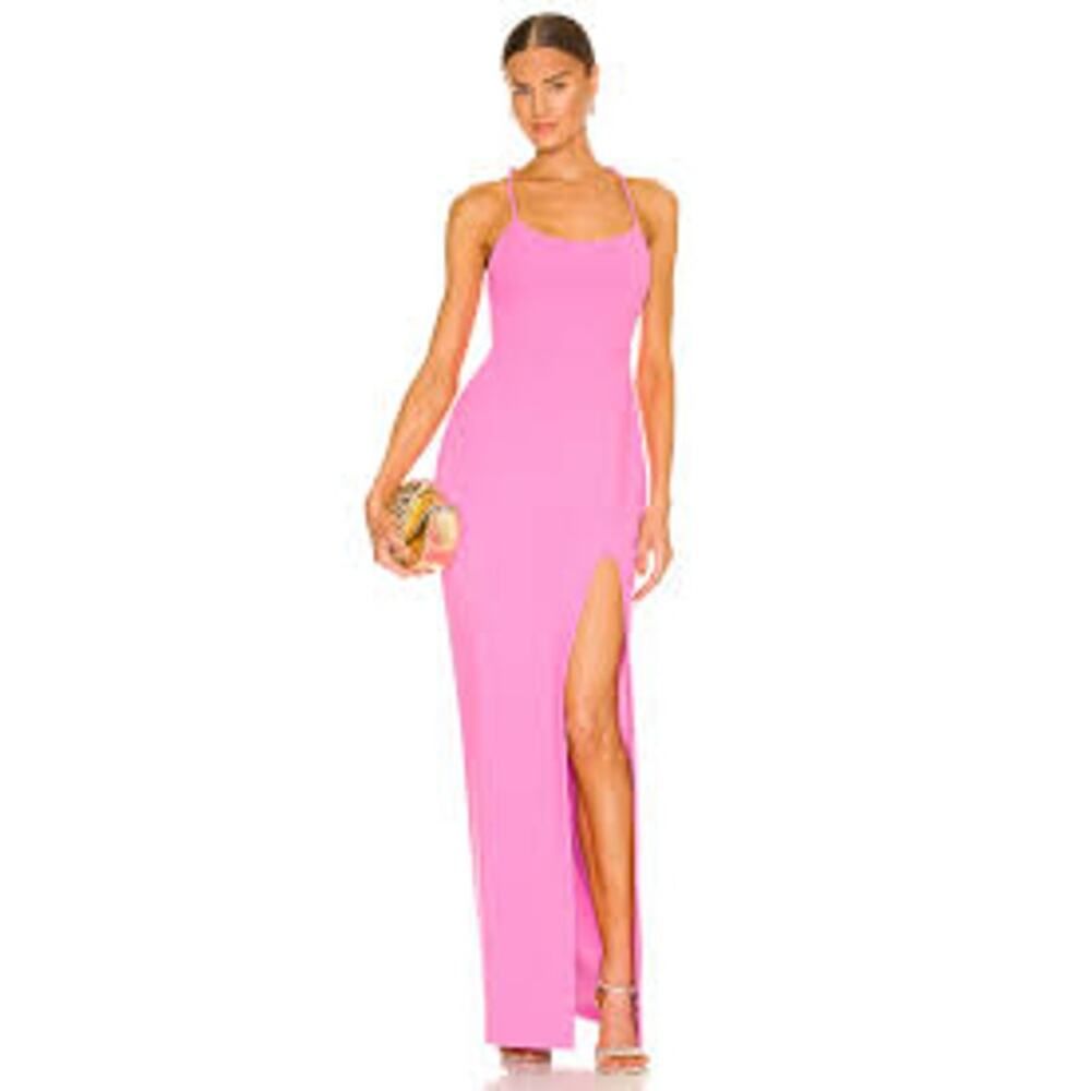 NWOT LIKELY Sammy Scoop Neck Gown Halter Neck Back Ring Pink Size 8